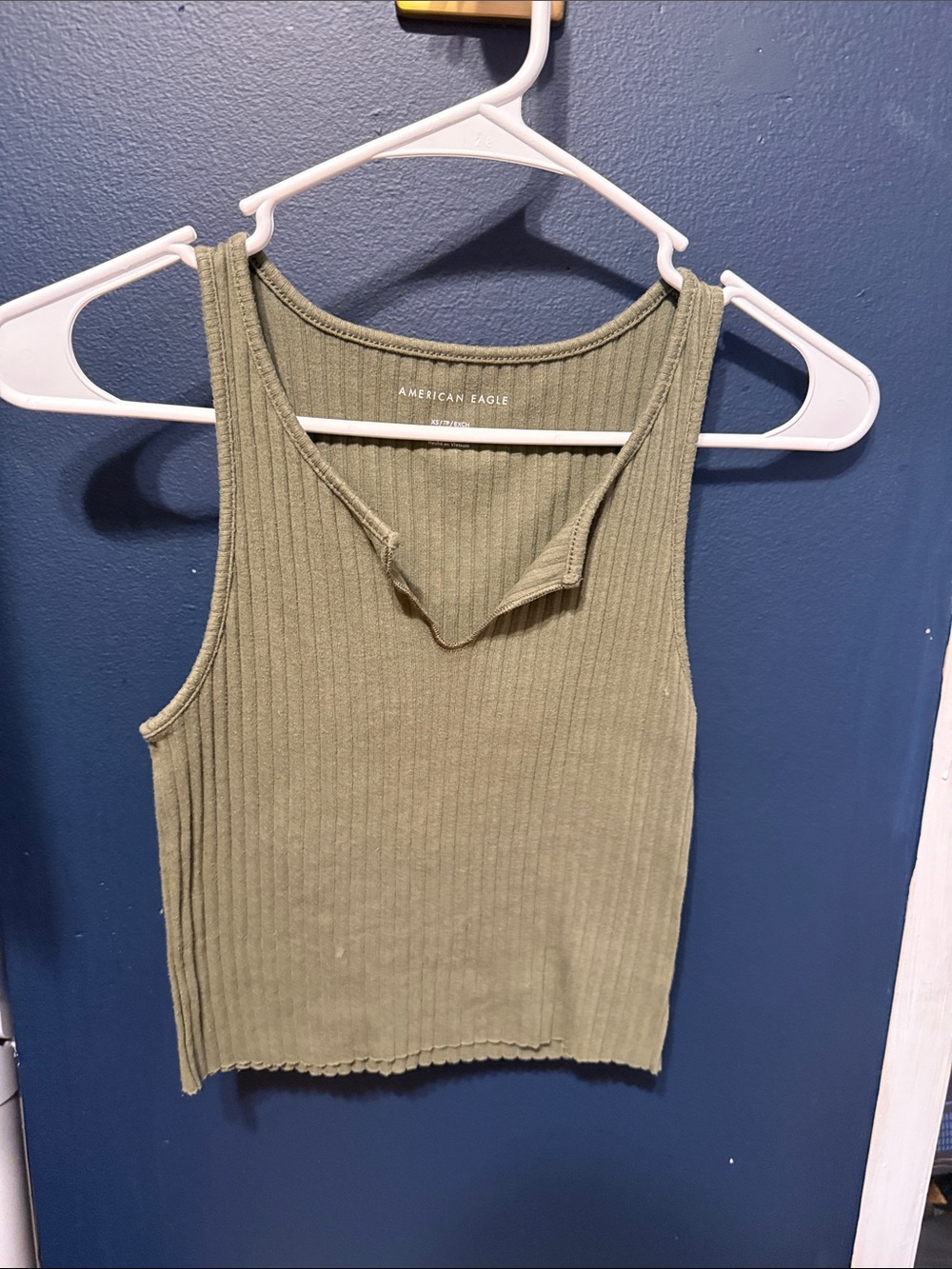 American Eagle Outfitters Olive Green Ribbed Cropped Tank